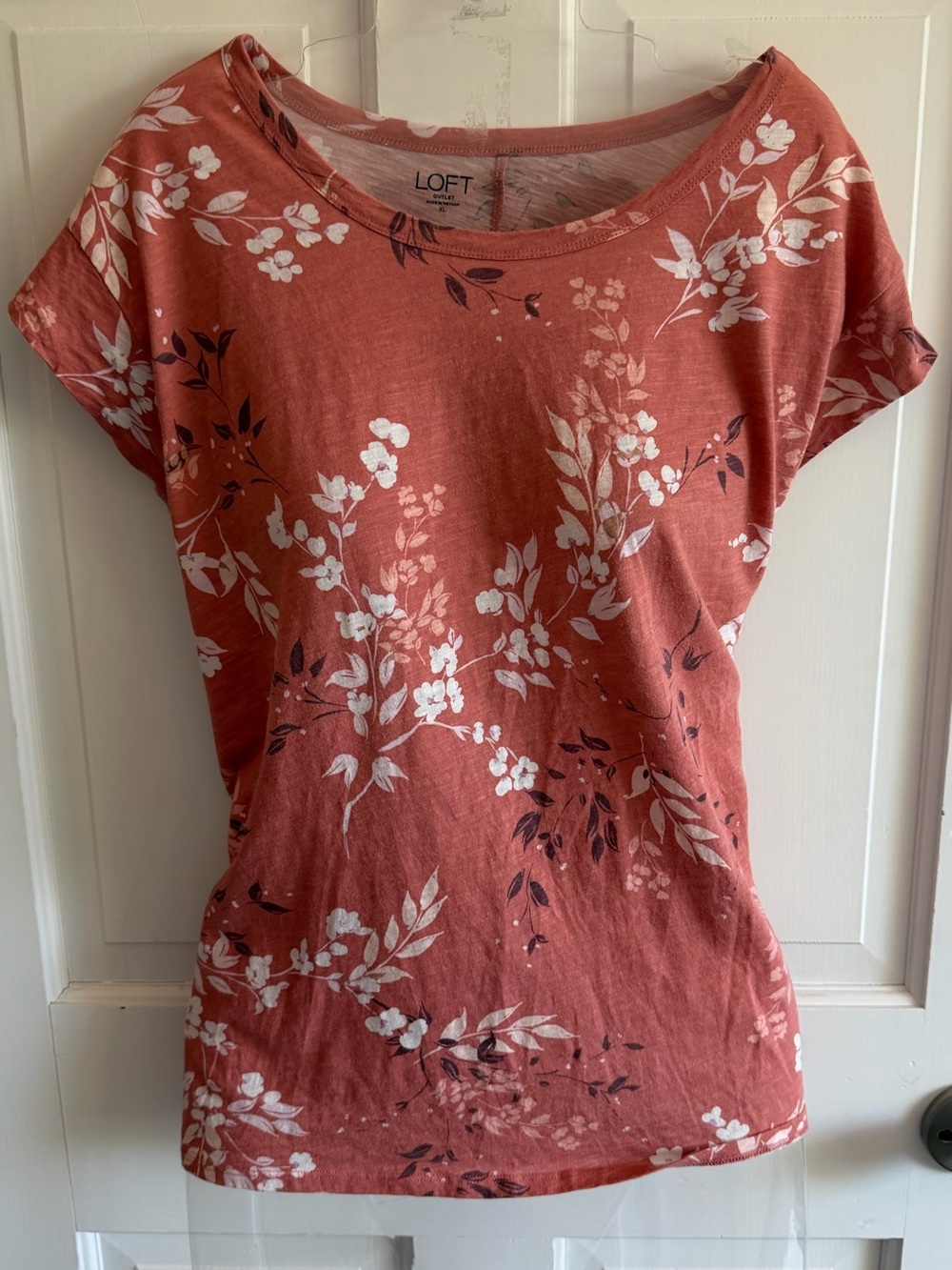 LOFT pink Coral Floral Short-Sleeve Tee
